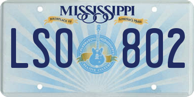MS license plate LSO802