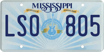 MS license plate LSO805