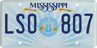 MS license plate LSO807