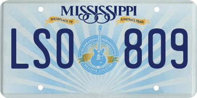 MS license plate LSO809