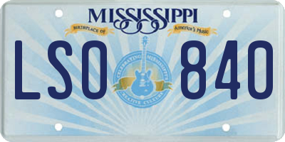 MS license plate LSO840