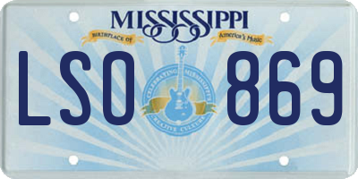 MS license plate LSO869