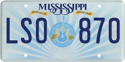 MS license plate LSO870