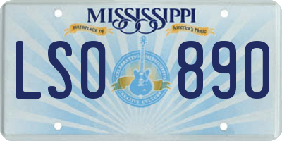 MS license plate LSO890