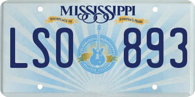 MS license plate LSO893