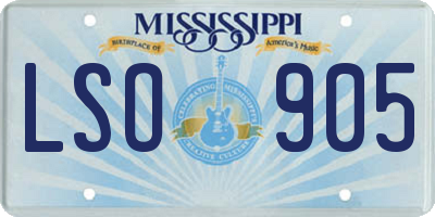 MS license plate LSO905