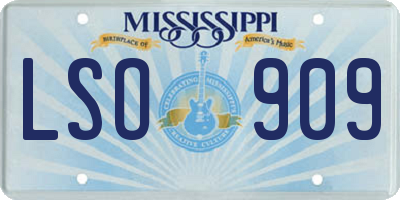MS license plate LSO909