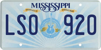 MS license plate LSO920