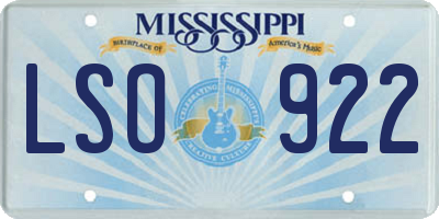MS license plate LSO922