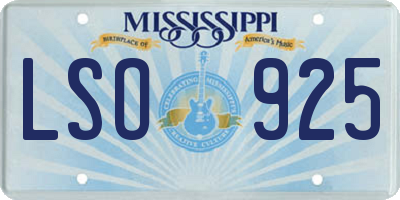 MS license plate LSO925