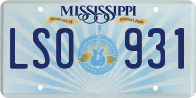 MS license plate LSO931