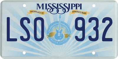 MS license plate LSO932