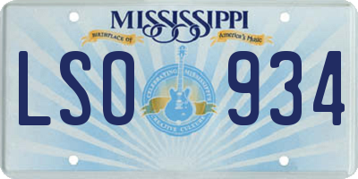 MS license plate LSO934