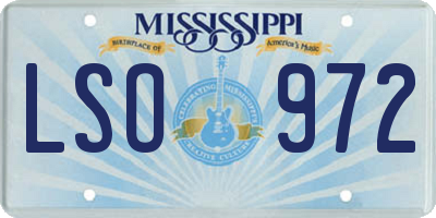 MS license plate LSO972