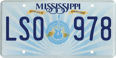 MS license plate LSO978