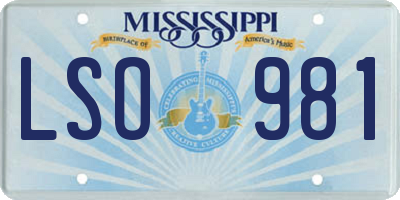MS license plate LSO981