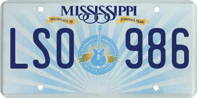 MS license plate LSO986