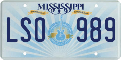 MS license plate LSO989