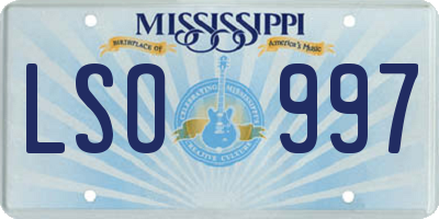 MS license plate LSO997