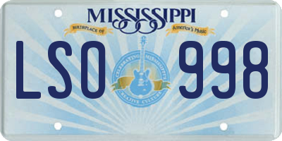 MS license plate LSO998