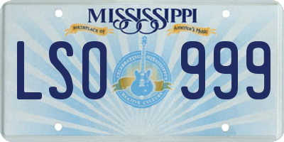 MS license plate LSO999