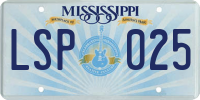 MS license plate LSP025