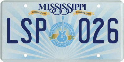 MS license plate LSP026