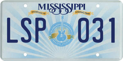 MS license plate LSP031