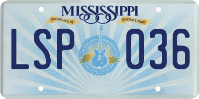 MS license plate LSP036