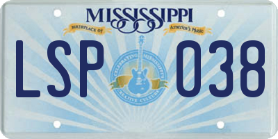 MS license plate LSP038