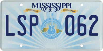 MS license plate LSP062