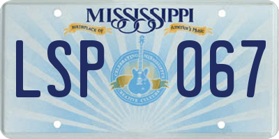 MS license plate LSP067