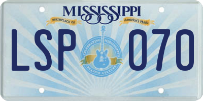MS license plate LSP070
