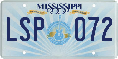 MS license plate LSP072