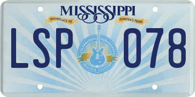 MS license plate LSP078