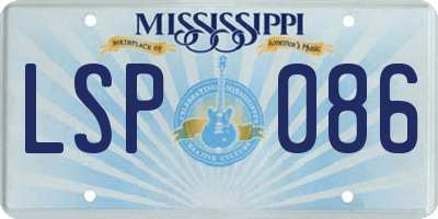 MS license plate LSP086