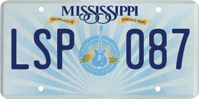 MS license plate LSP087