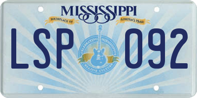MS license plate LSP092