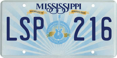 MS license plate LSP216