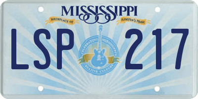 MS license plate LSP217