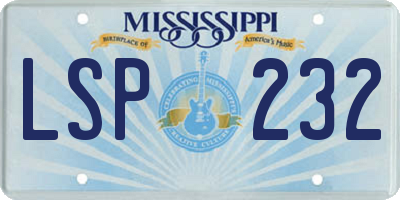 MS license plate LSP232
