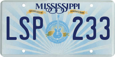 MS license plate LSP233
