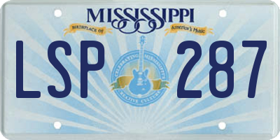 MS license plate LSP287