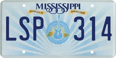 MS license plate LSP314