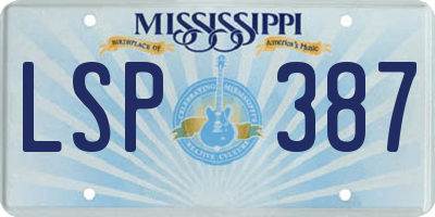 MS license plate LSP387