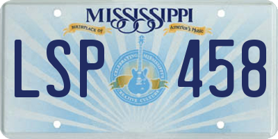 MS license plate LSP458