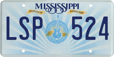 MS license plate LSP524
