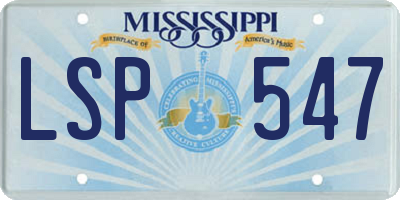 MS license plate LSP547
