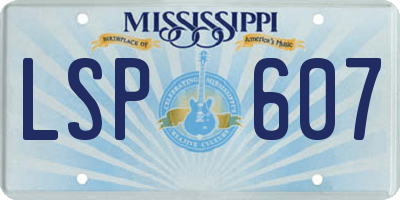 MS license plate LSP607