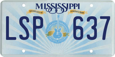 MS license plate LSP637